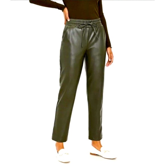 NWOT LOFT FAUX LEATHER DRAWSTRING PANTS - Picture 1 of 3